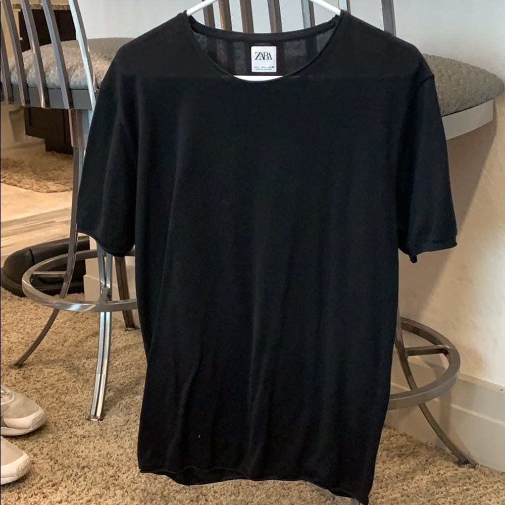 Zara Black T-Shirt Short Sleeve Nice Material L